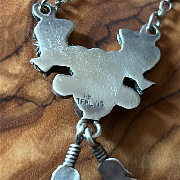 Vintage 925 Navajo Bird Pendant with Feathers and Blue Stone - Picture 4 of 7